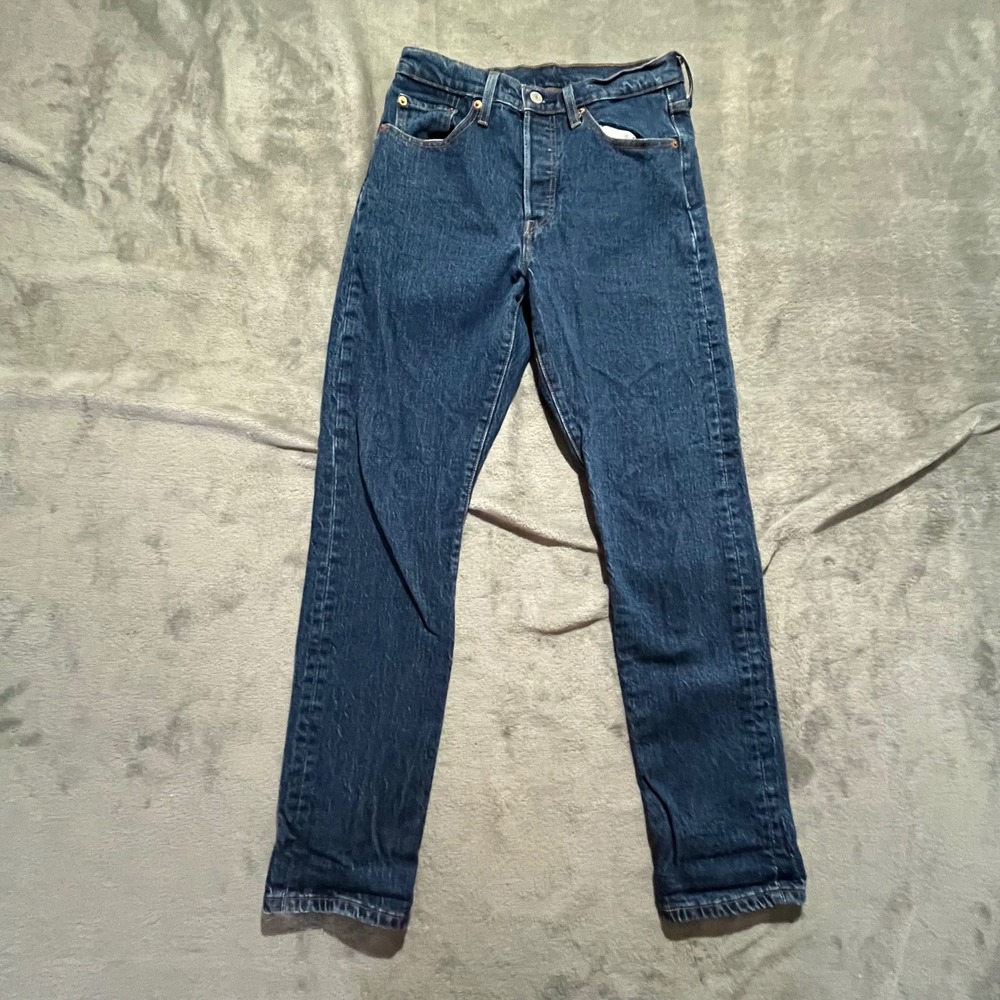 Levi's 501 Skinny Jeans Womens 28 Blue High Rise Premium Denim Button Fly